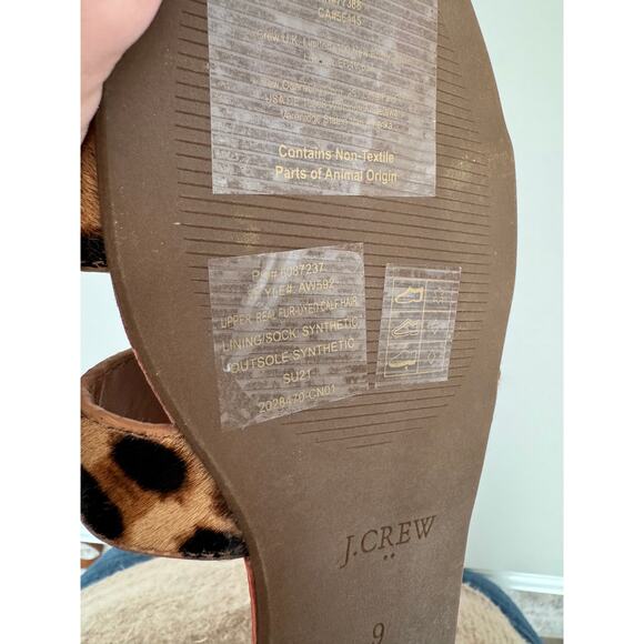 J. Crew Women's Leopard Slide Sandals Calf Hair Beachside Size 9 - Picture 3 of 6